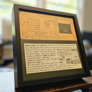 Genuine US Naval Air Technical Services Punch Card with Microfilm Plans - Authenticated, Framed, and Enlarged