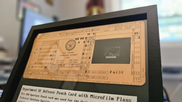 Genuine US Naval Air Technical Services Punch Card with Microfilm Plans - Authenticated, Framed, and Enlarged - Image 4