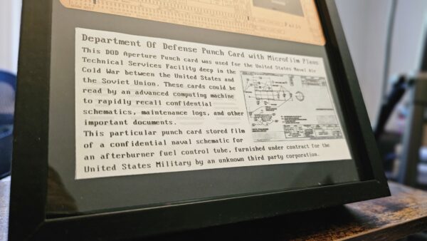 Genuine US Naval Air Technical Services Punch Card with Microfilm Plans - Authenticated, Framed, and Enlarged - Image 3
